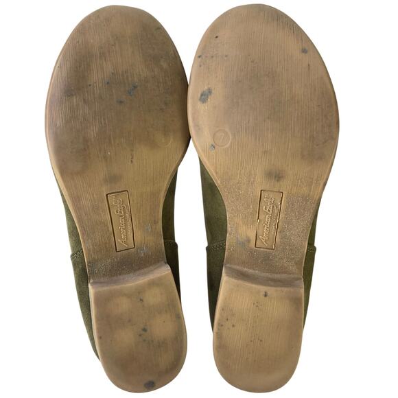 American Eagle Faux Suede Western Army Green Ankle Bootie Comfy 1.5" Heel Size 7 - Picture 10 of 10